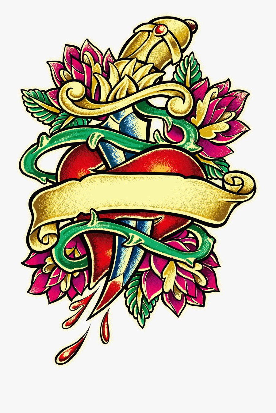 #mq #heart #rose #tattoo - Knife With Heart Png, Transparent Clipart