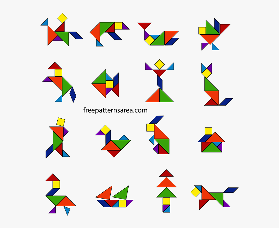 Hexagon Clipart Tangram - Tangram Shapes, Transparent Clipart