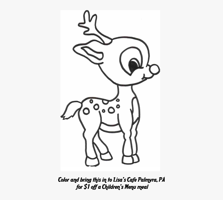 Baby Reindeer - Christmas Cartoon Coloring Pages, Transparent Clipart