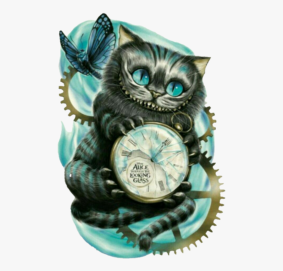 Colorfultattoo Cat Clock Butterfly Tattoo Time Png - Cheshire Cat Diamond Painting, Transparent Clipart