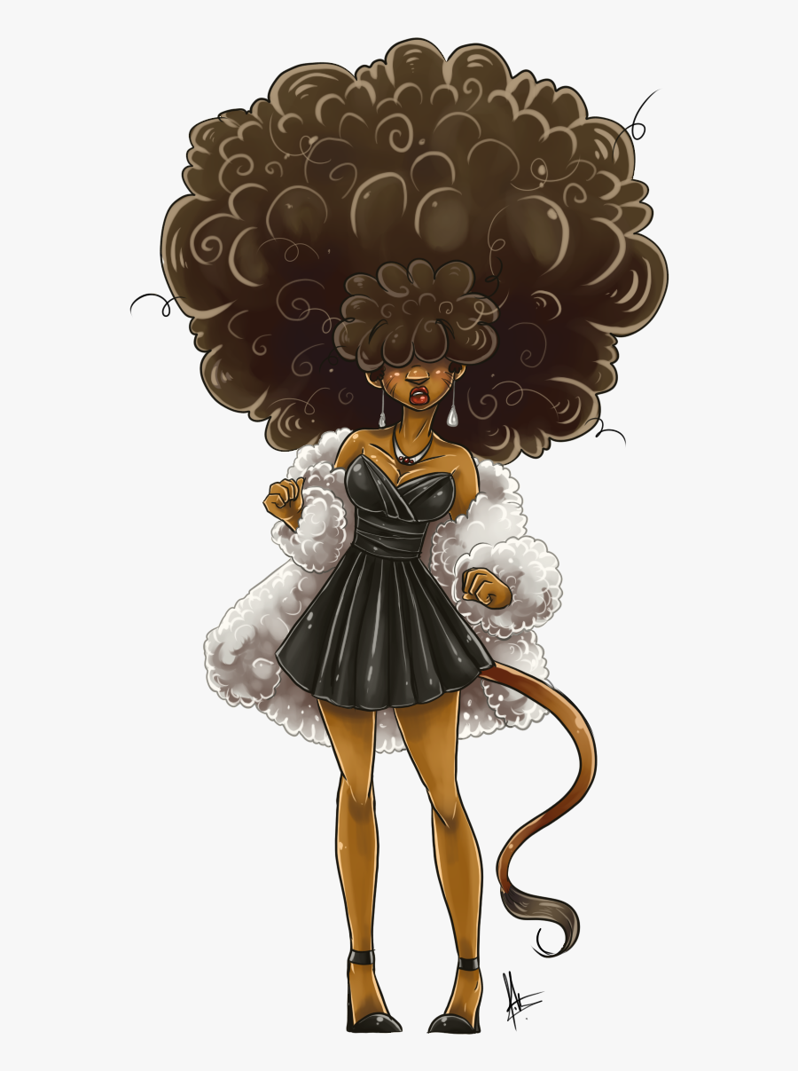 Afro Drawing Bun - Elegant Black Woman Clipart, Transparent Clipart