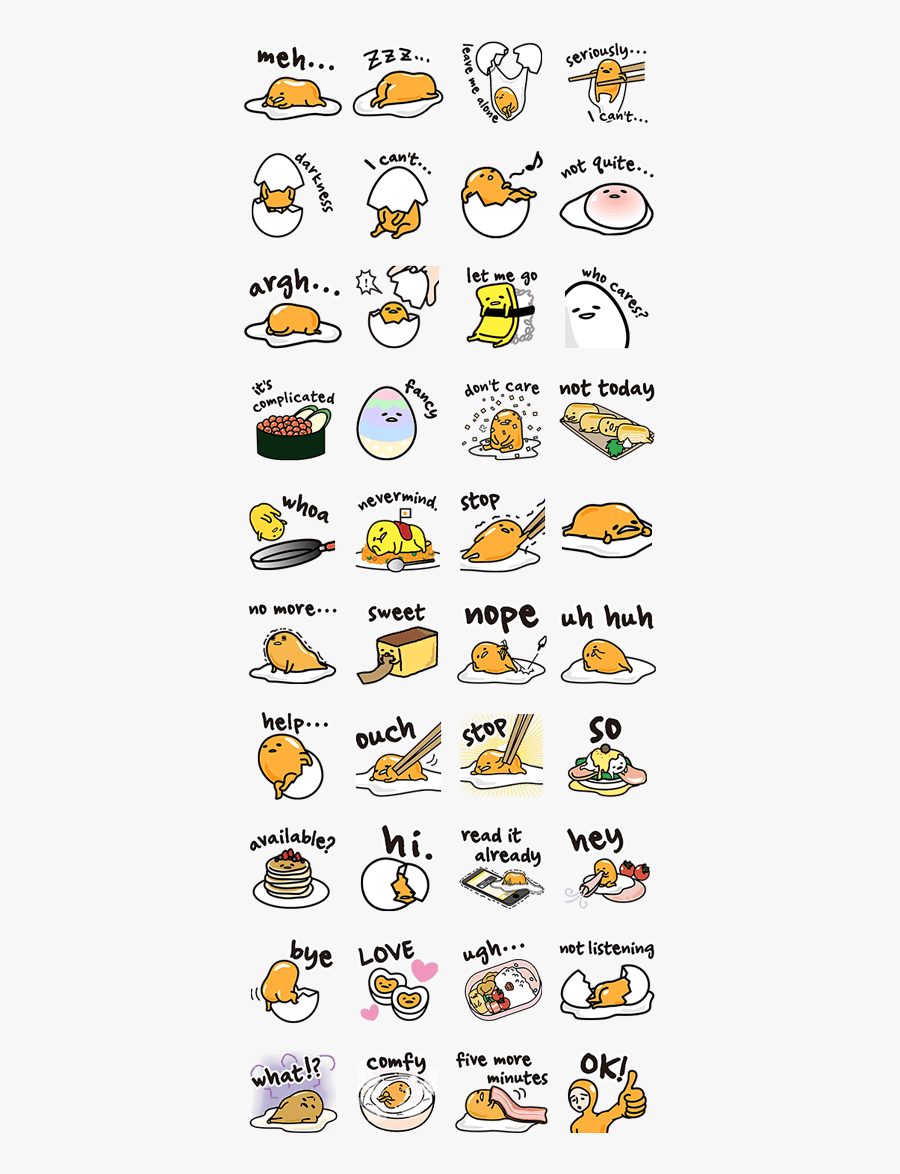 Gudetama Line Sticker English, Transparent Clipart