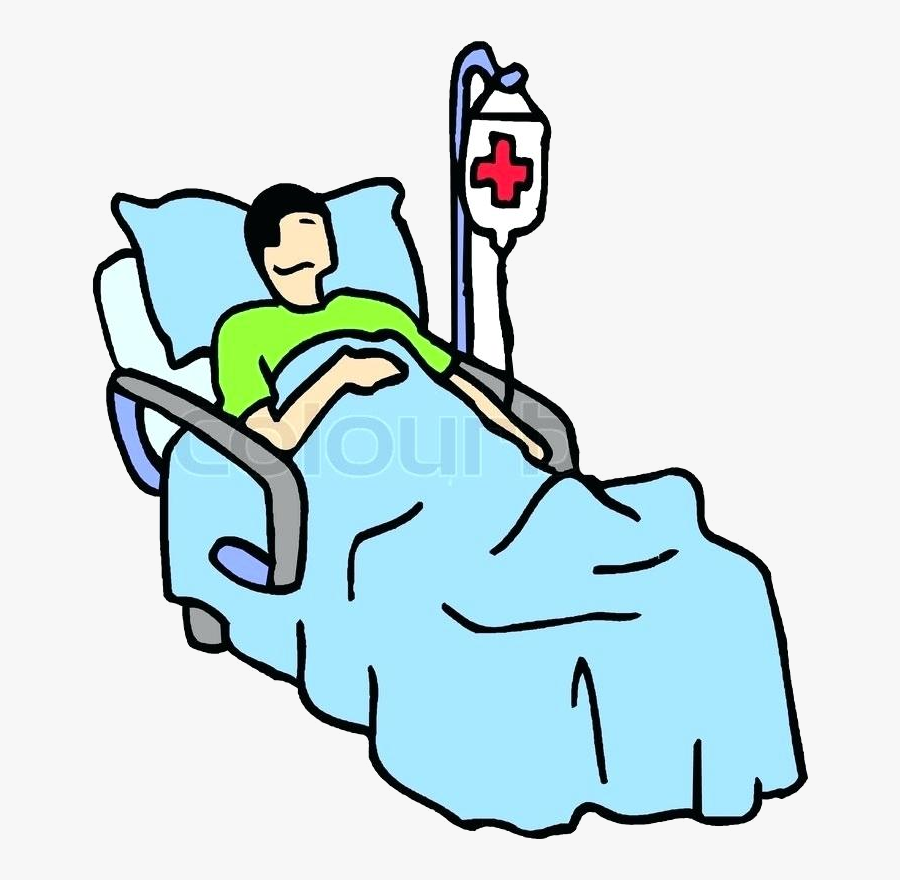 Sick Person In Hospital Bed Cartoon Clip Transparent - Sick Person In Bed, Transparent Clipart