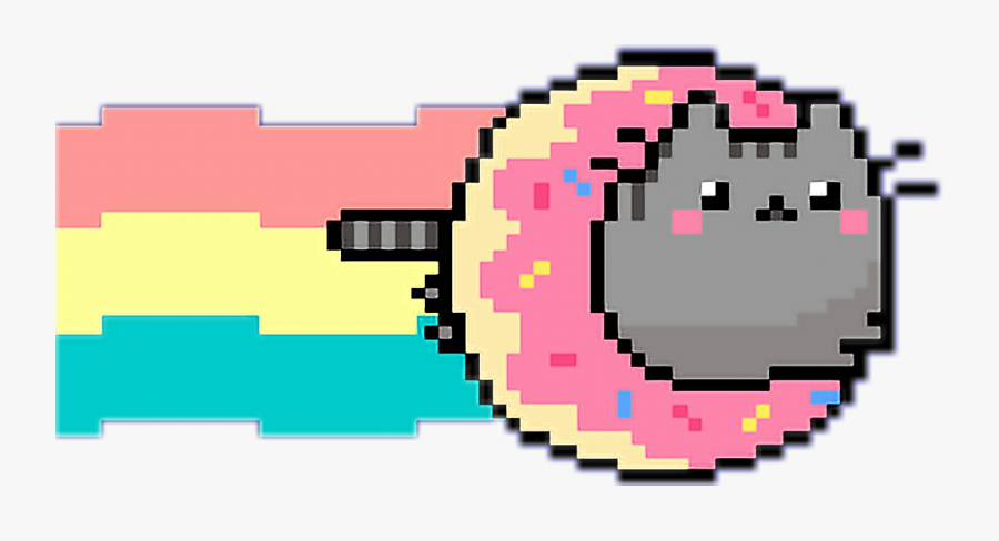 💖not My Art💖 Pusheen Nyan Cat X3 - Donut Cat Pixel Art, Transparent Clipart