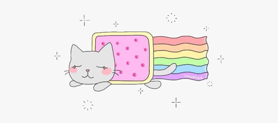 #overlay #cat #nyancat #space #sky #rainbow #tumblr - Cartoon, Transparent Clipart