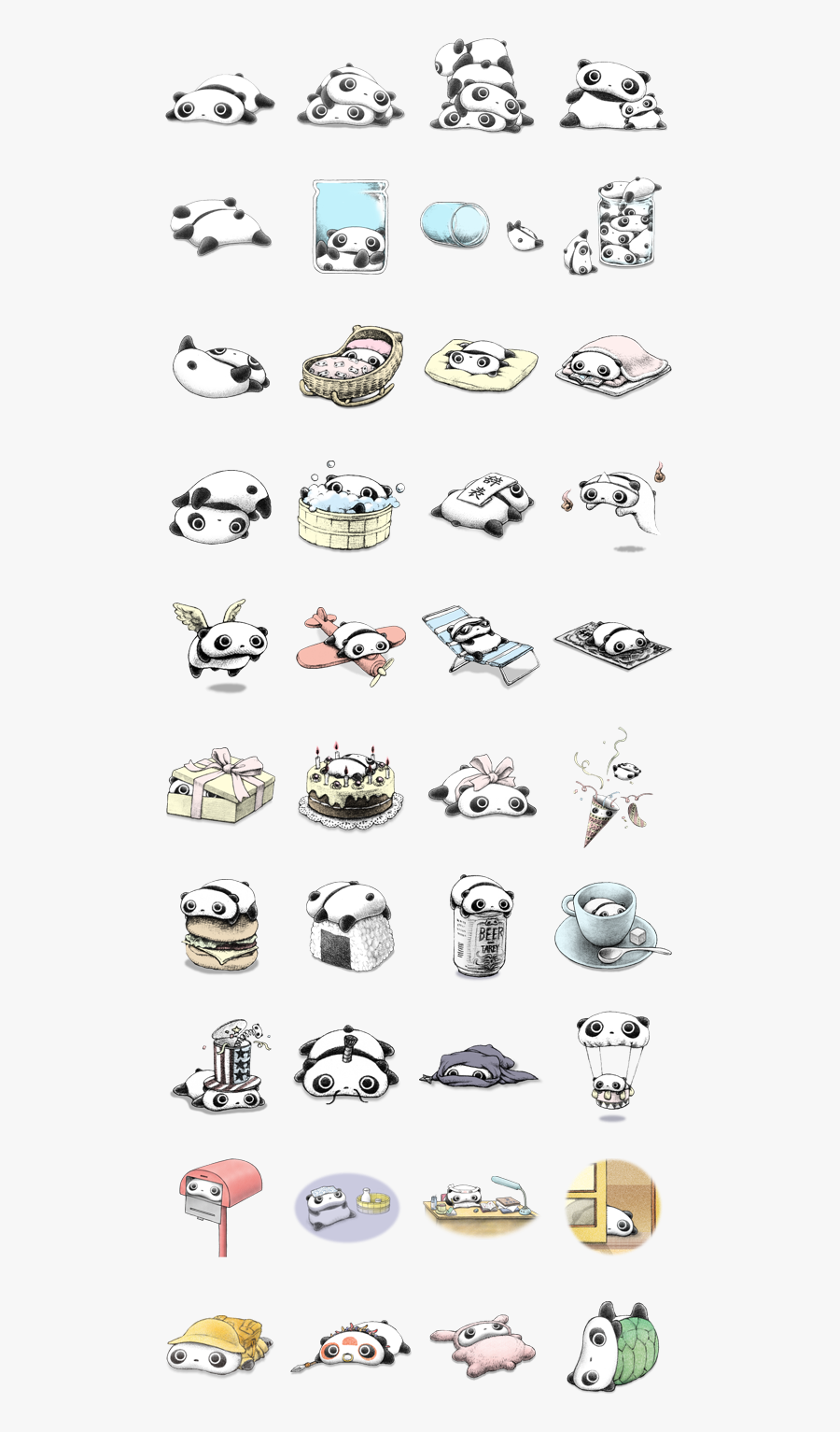 Tare Panda Stickers, Transparent Clipart