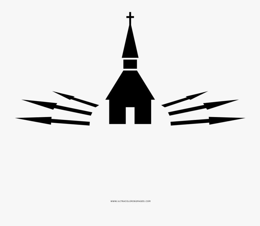 Church Coloring Page - Spire, Transparent Clipart