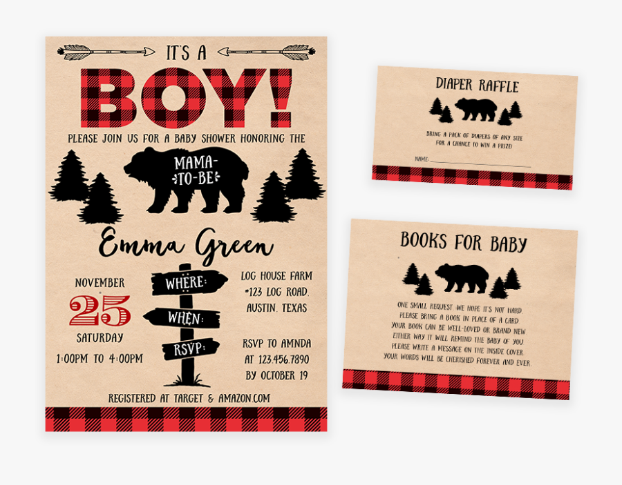 Lumberjack Baby Shower Invitation Pack - Poster, Transparent Clipart