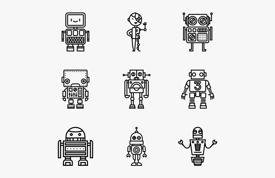 Futuristic Vector Style - Robot Icon Vector Free, Transparent Clipart
