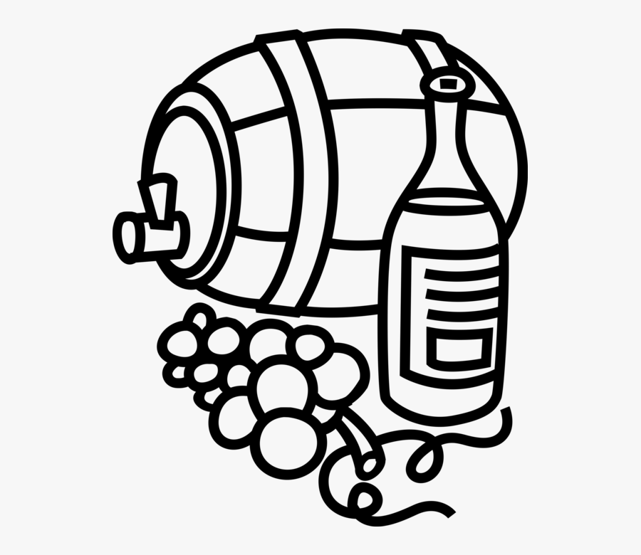 Vector Illustration Of Wine Barrel Cast With Fruit, Transparent Clipart