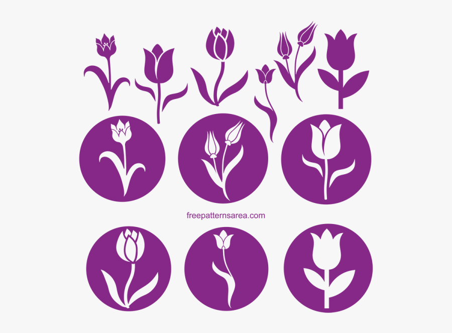 Tulip Flower Stencils, Transparent Clipart