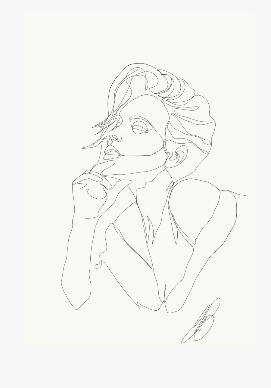 Clip Art Emma Ryan Portrait Profile - Line Art, Transparent Clipart