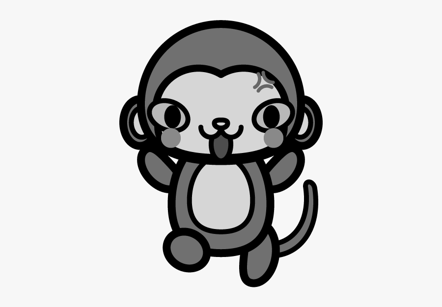Monochrome Painting Black And White Monkey Mammal Kawaii - Monochrome Painting, Transparent Clipart