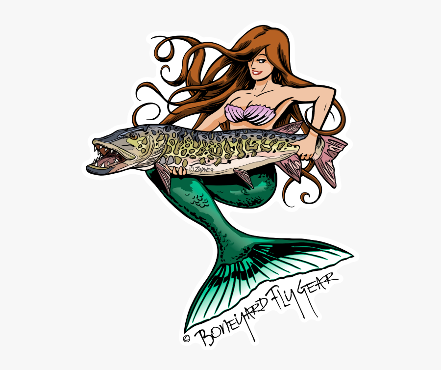 Mermaid Musky - Sasquatch Fishing Sticker, Transparent Clipart