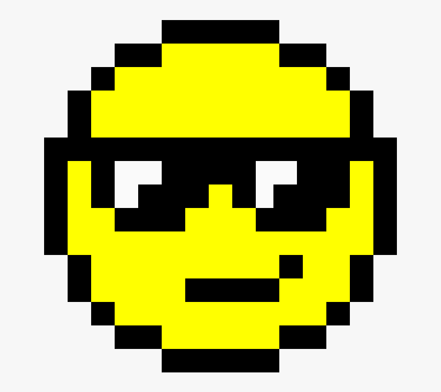 Pixel Art Drawing Image Emoji - Sunglasses Emoji Pixel Art, Transparent Clipart