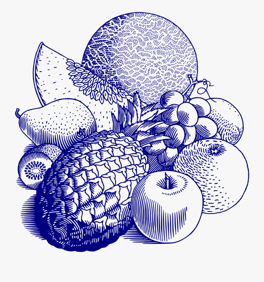 Blue And White Porcelain,flower,food - Fruits Fruits Lineart, Transparent Clipart