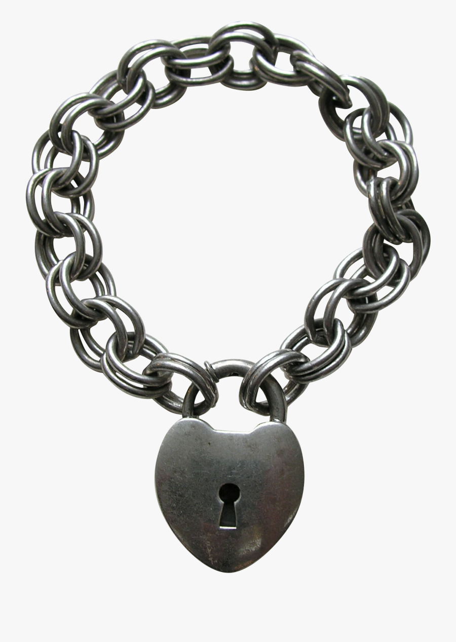 Ballou Large Sterling Heart Lock And Bracelet - Chain, Transparent Clipart