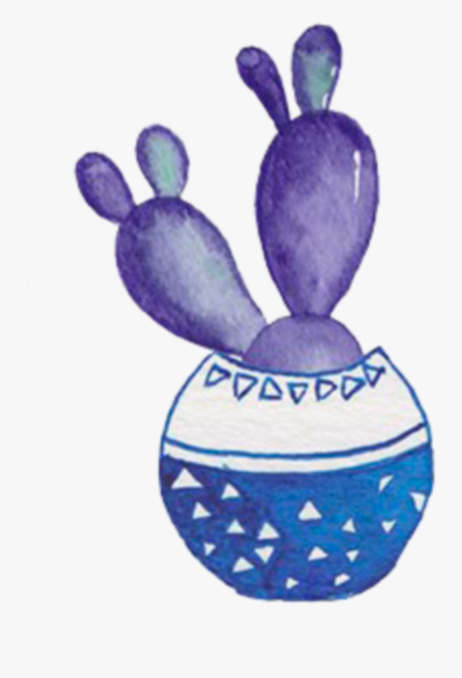 #ftestickers #watercolor #cactus #potted #cute - Cactus In Pot Drawing, Transparent Clipart