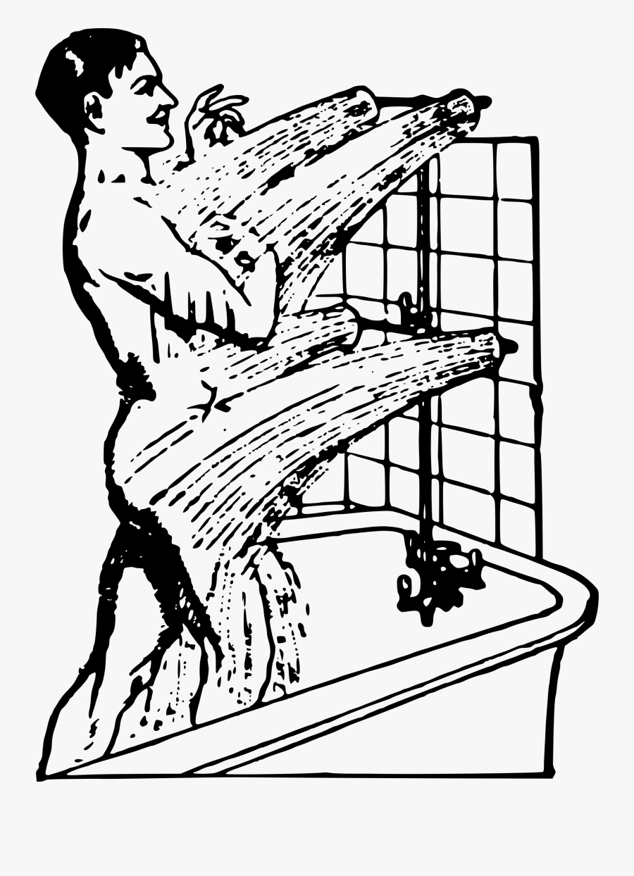 Man In Big Image - Guy In Shower Drawing, Transparent Clipart