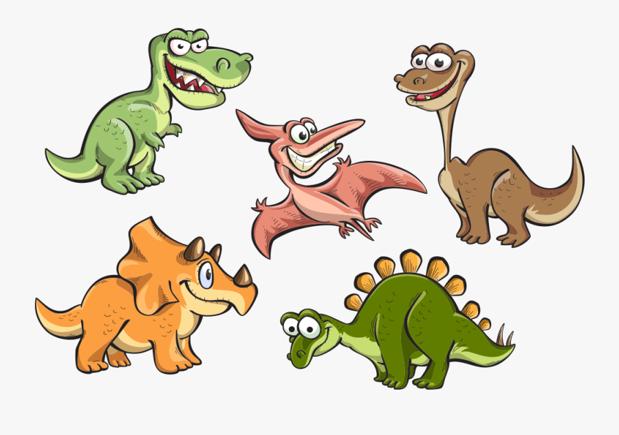 Tyrannosaurus Stegosaurus Cartoon - Cartoon Group Of Dinosaurs, Transparent Clipart