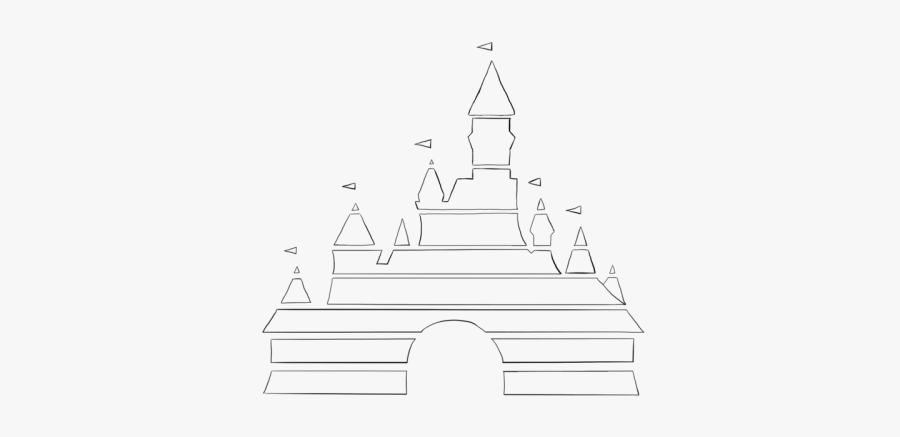 Drawn Fireworks Castle Silhouette - Line Art, Transparent Clipart