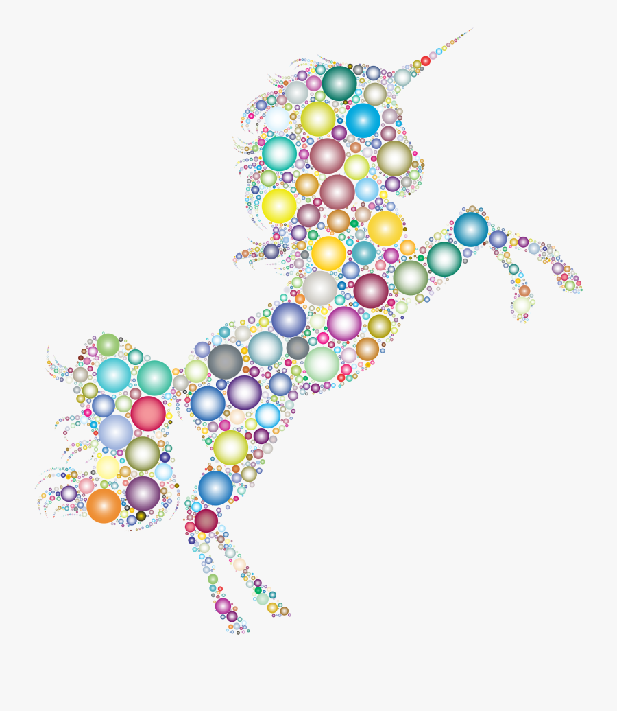 Prismatic Unicorn Silhouette 2 Circles 3 No Background - Unicorn In Circles, Transparent Clipart