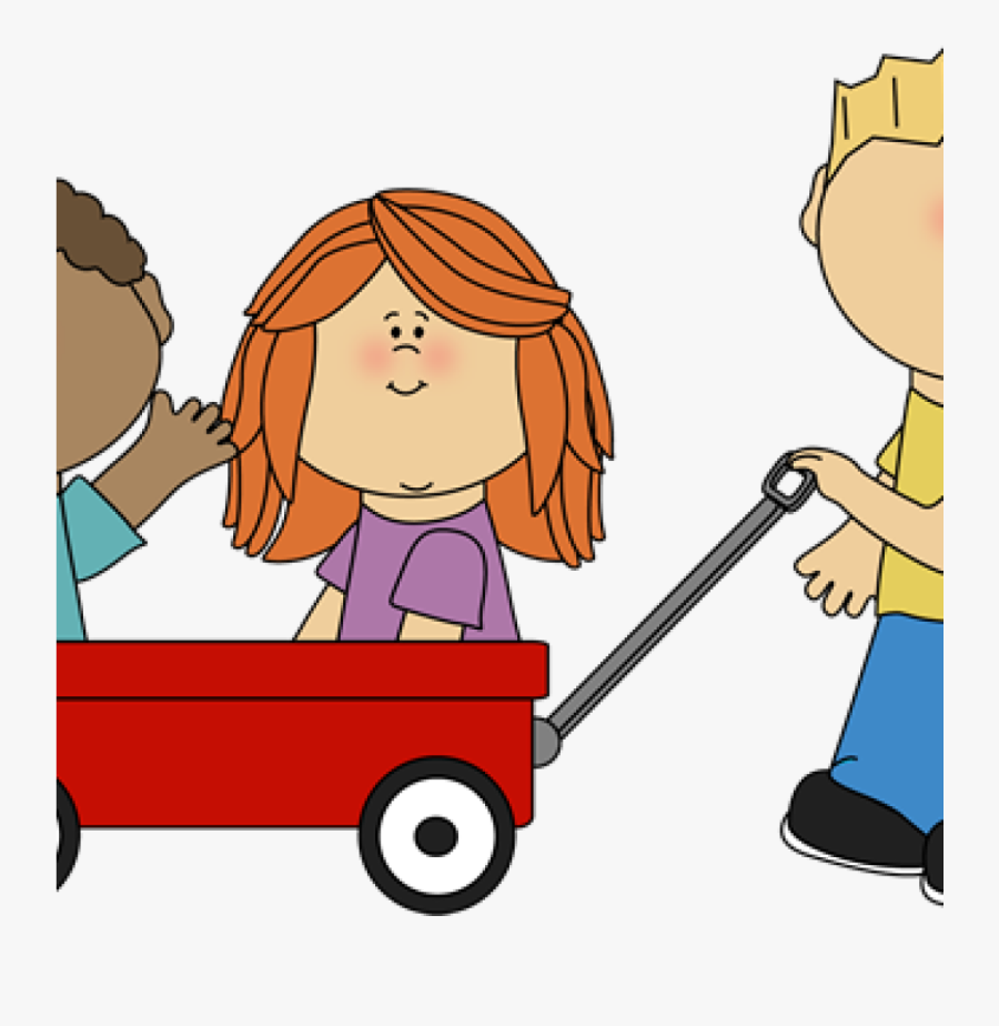 Transparent Kid Png - Pulling Toy Wagon Clipart, Transparent Clipart