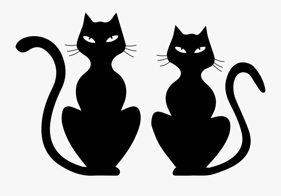 Cats And Two - Two Black Cat Clipart, Transparent Clipart