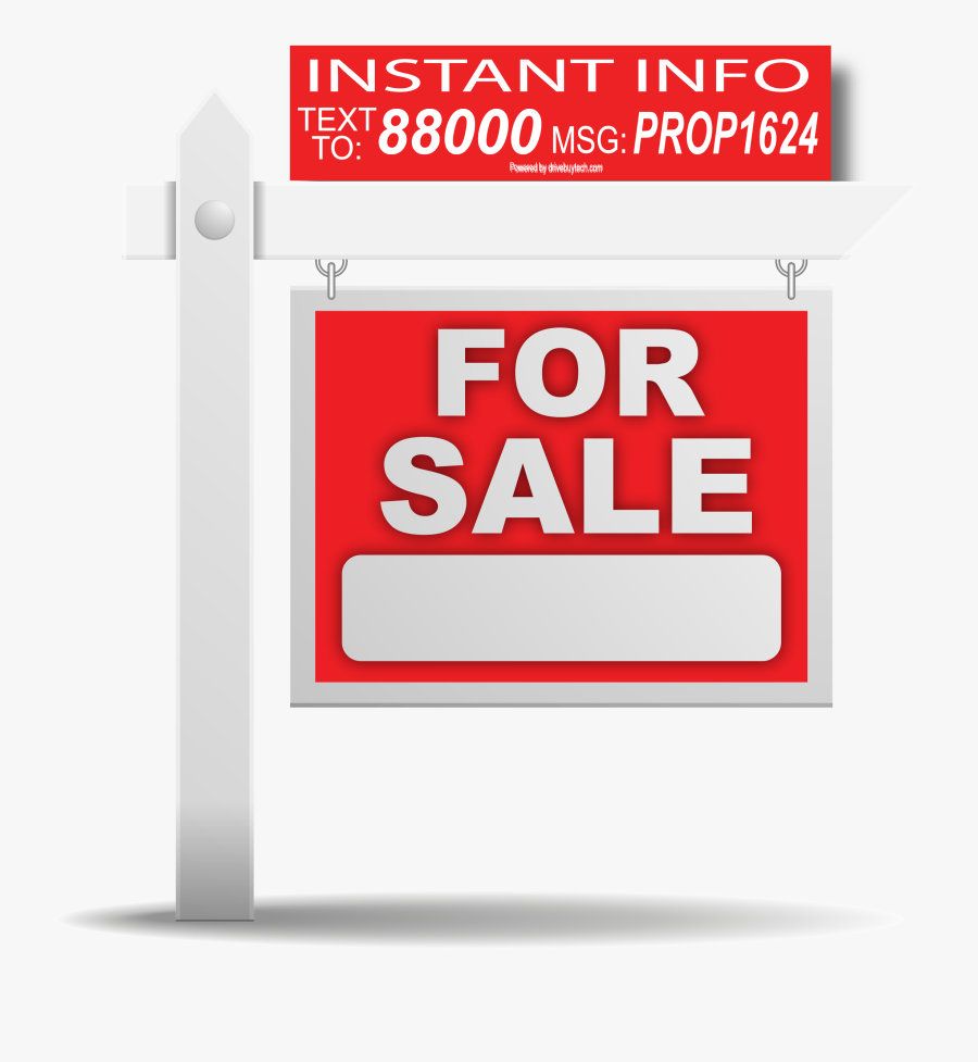 Real Estate For Sale Sign With Text Message Code Rider - Sale Sign Png, Transparent Clipart
