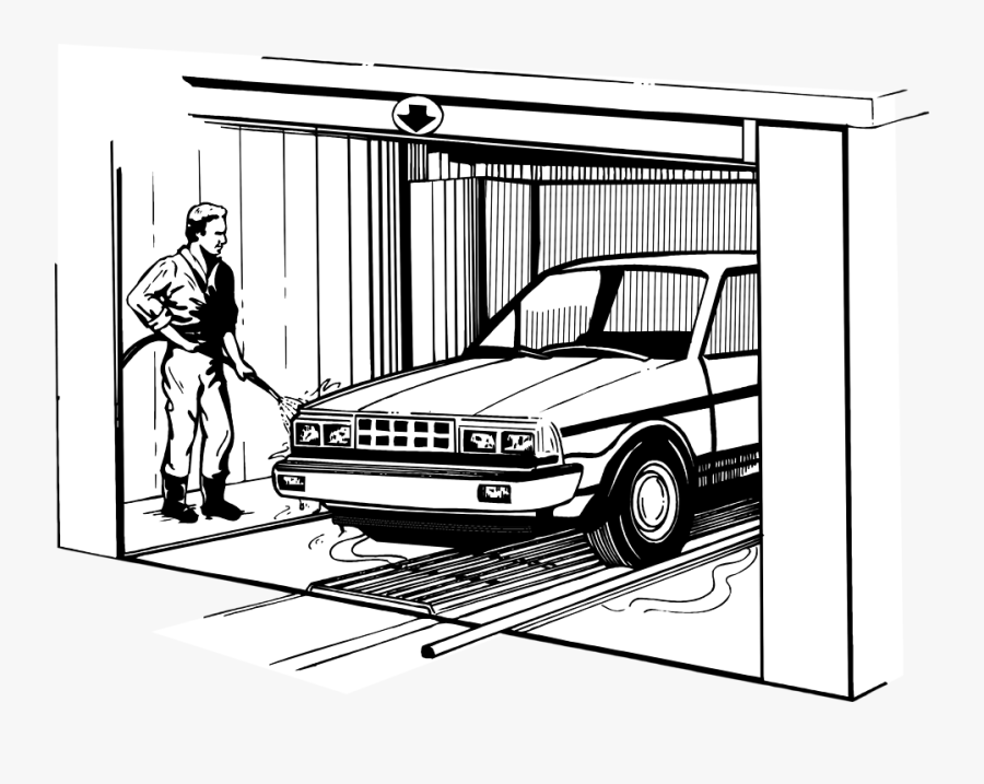 Man Washing Car Clipart - Carwash Black And White Clipart, Transparent Clipart