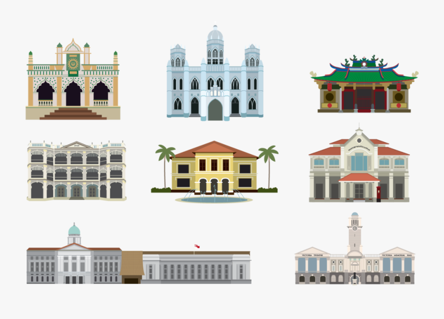 Singapore Religious Landmarks Illustration, Transparent Clipart