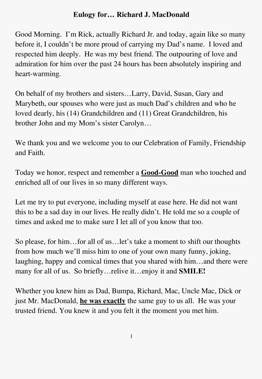 Clip Art Free Short Templates At - Short Eulogy For Myself, Transparent Clipart