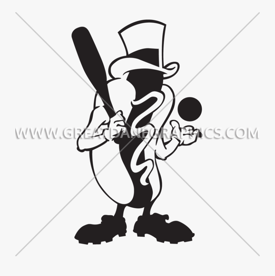Hotdog Clipart Black And White - Illustration, Transparent Clipart