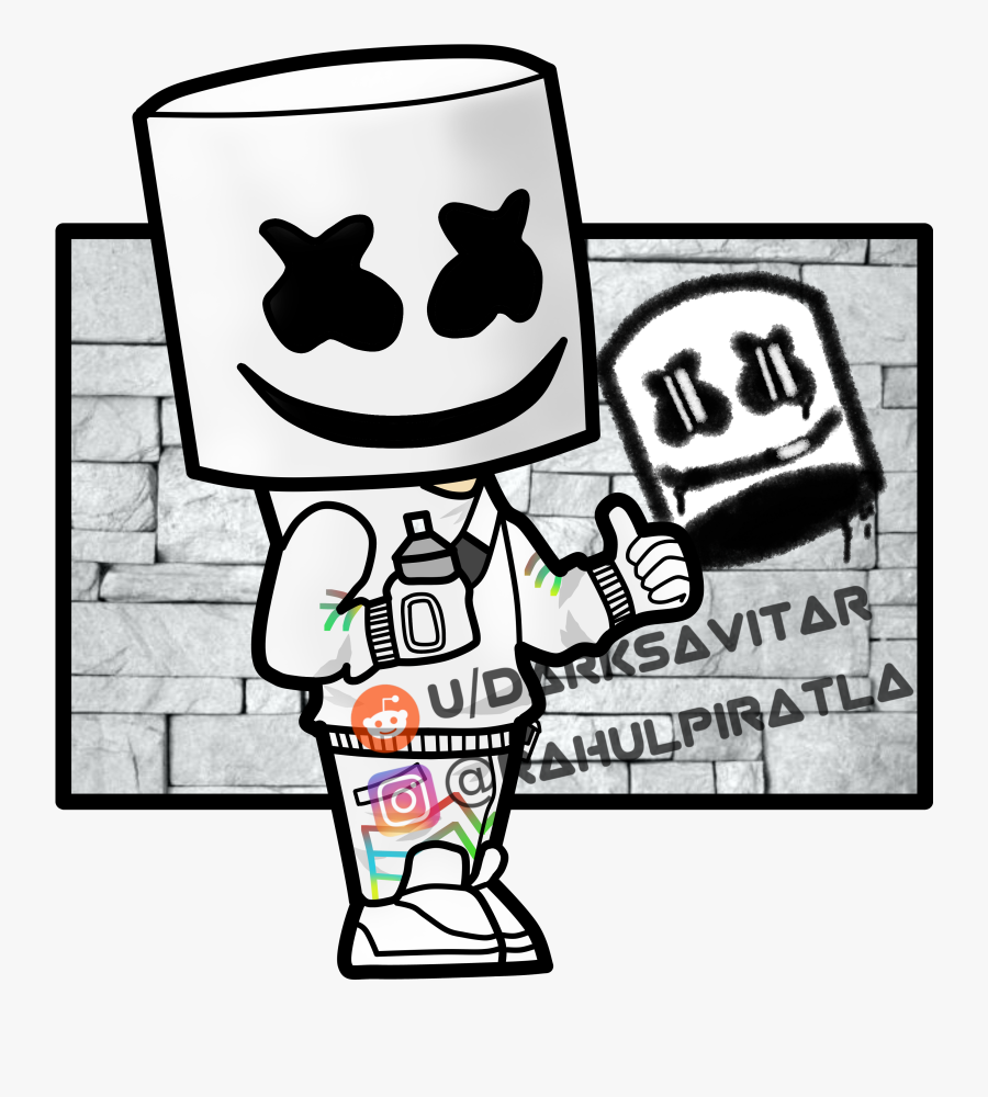 Marshmello Fortnite Skin Drawing, Transparent Clipart