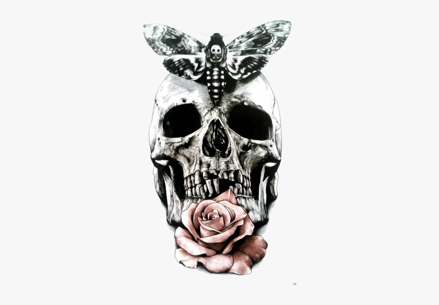 Body Tattoos Temporary Skull Tattoo Sticker Abziehtattoo - Drawing Butterfly Skull Day Of The Dead, Transparent Clipart
