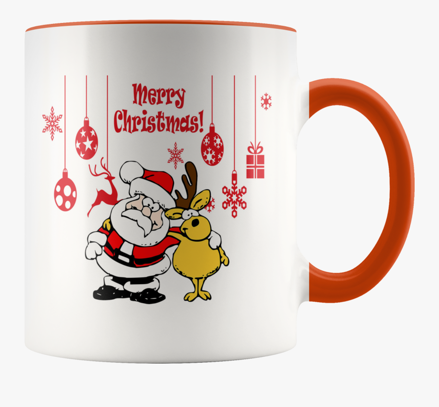 Clip Art Merry Christmas Coffee - Santa And Reindeer Cartoon, Transparent Clipart
