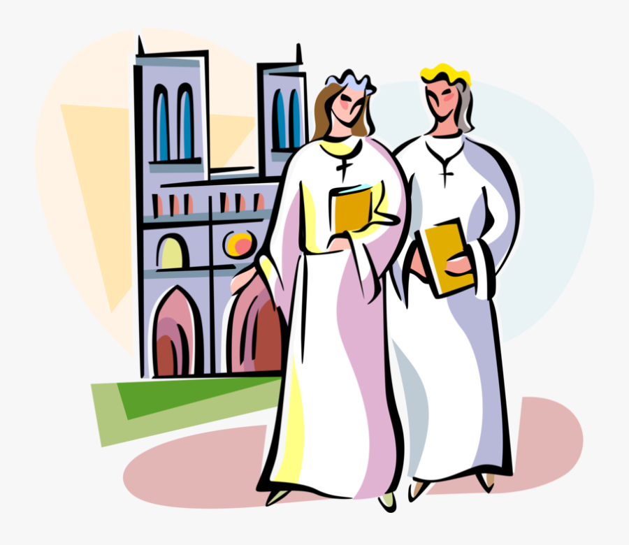 Vector Illustration Of Roman Catholic Girls In France, Transparent Clipart