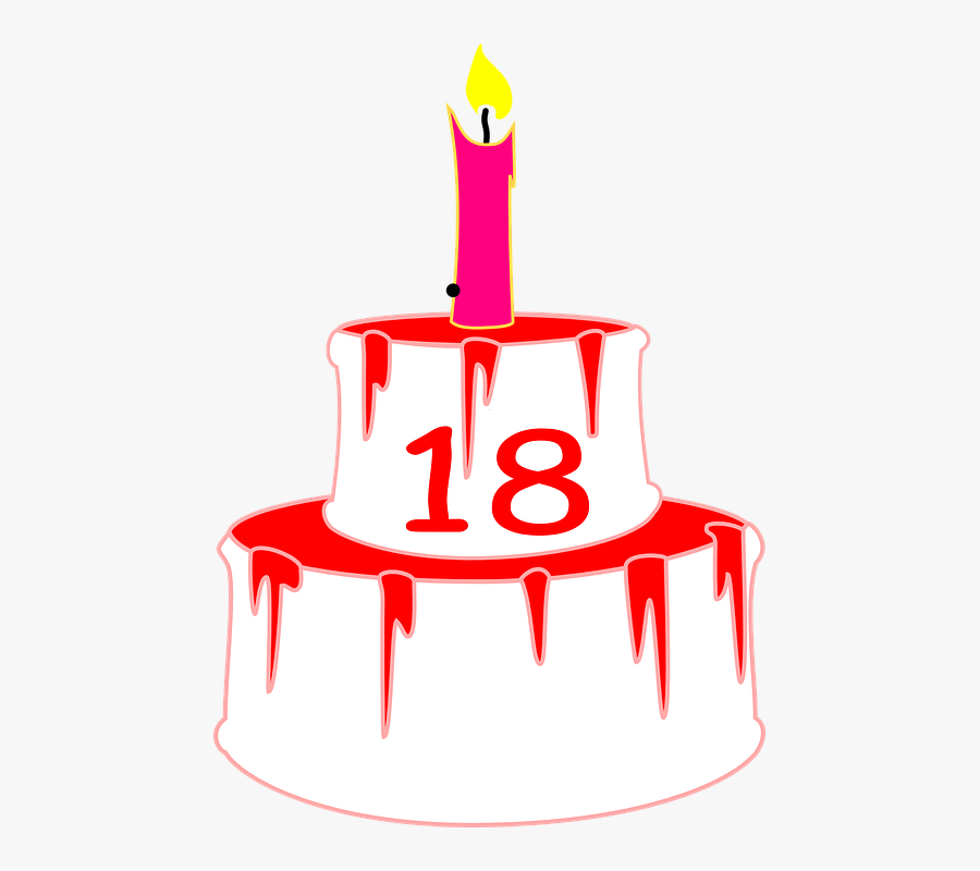Candle, Birthday Cake, 18, Birthday, Cake, Celebration - 18th Birthday Cake Png, Transparent Clipart