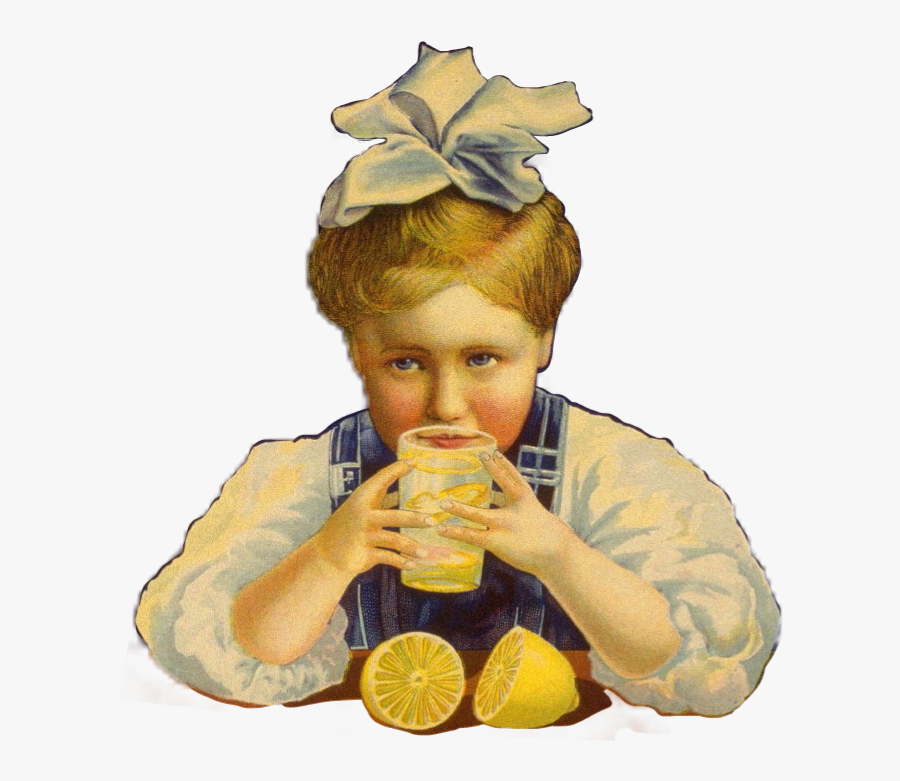 #drinking #lemonjuice #girl #child #lemon #retro #vintage - Fontana Girl, Sunkist, Fontana Citrus Assn., Fontana,, Transparent Clipart
