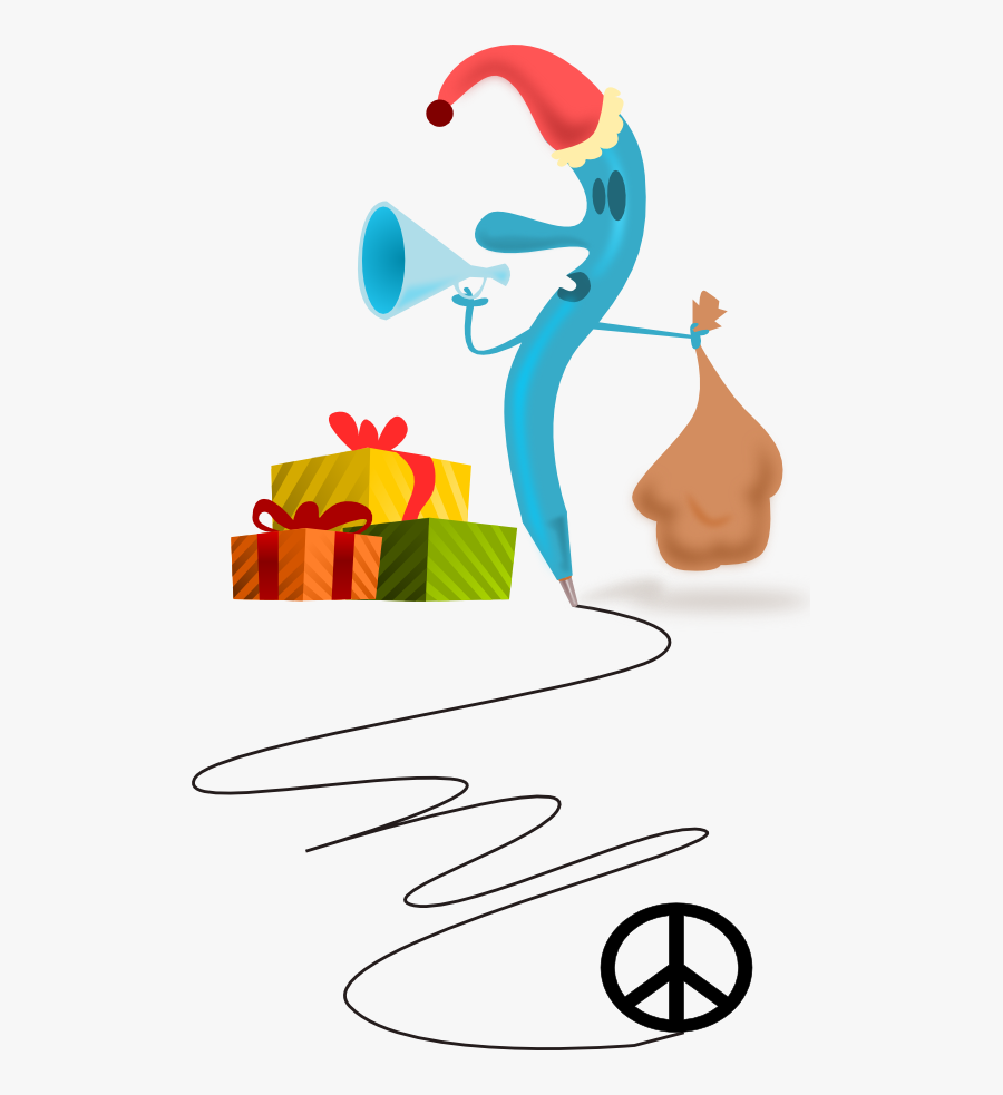 Santa Pen Peace Symbol Sign Coloring Book Colouring - Christmas Day, Transparent Clipart