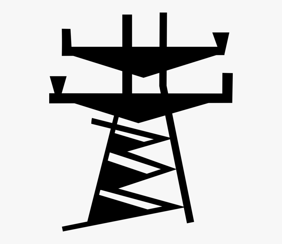 Image Black And White Library Transmission Distributes - Clipart Electricity Towers, Transparent Clipart