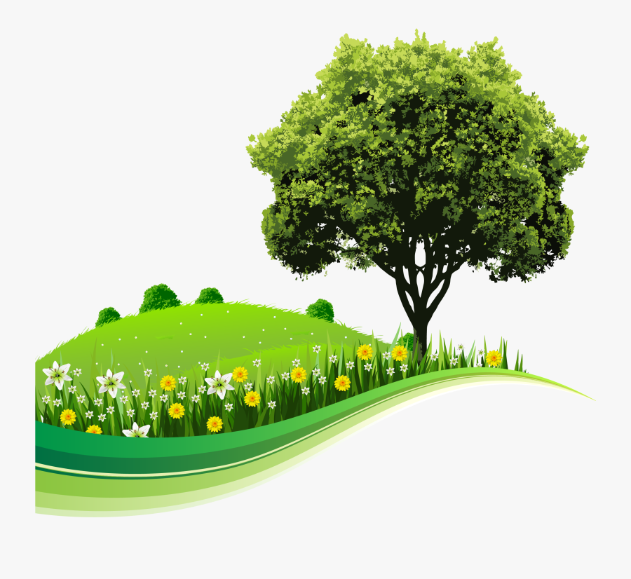 Tree Landscape Nature Drawing - Tree With Roots Png Transparent, Transparent Clipart