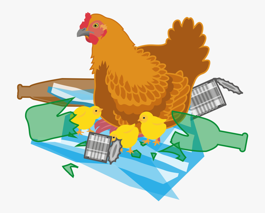 Hen With Chicks Sitting On Rubbish Clipart , Png Download - Cartoon, Transparent Clipart