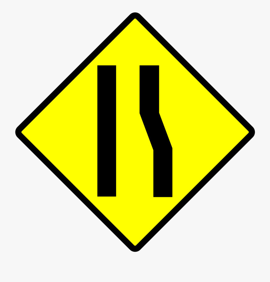Indonesia New Road Sign 1p - Reduction In Lanes Sign, Transparent Clipart