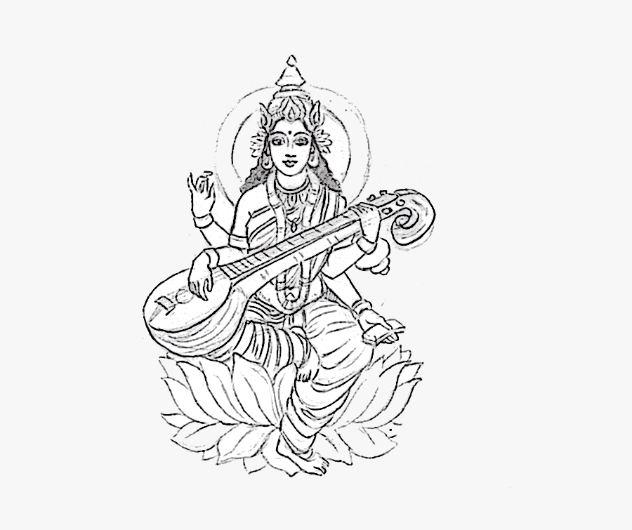 Saraswati Image Png - Saraswati Black And White, Transparent Clipart