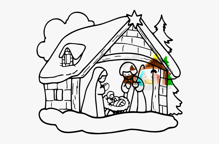 Clipart Nativity Scene Huge Freebie Download For Powerpoint - Christmas Crib Drawing Easy, Transparent Clipart