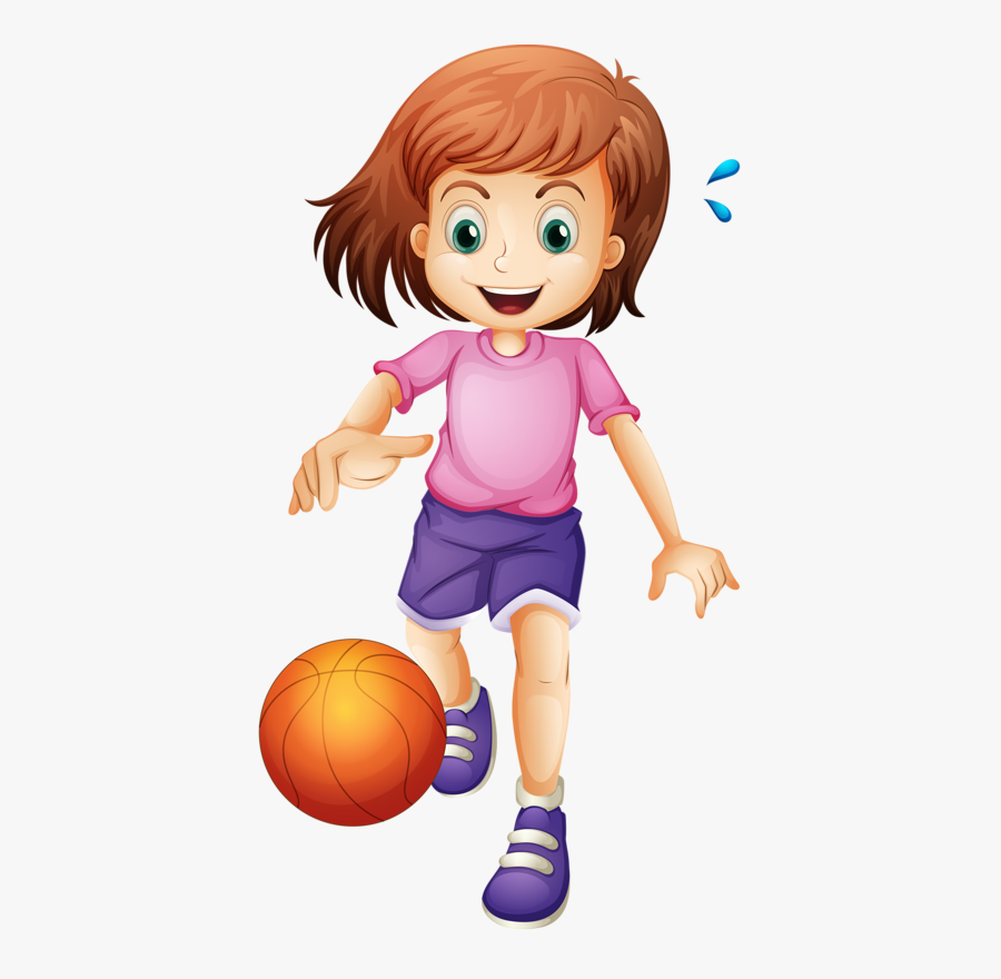 Girl Playing Basketball Clipart, Transparent Clipart