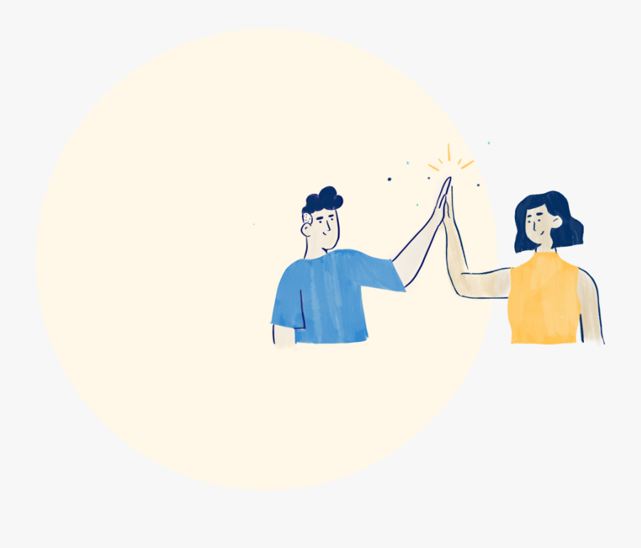 Team Members Giving Each Other High Five - Illustration, Transparent Clipart