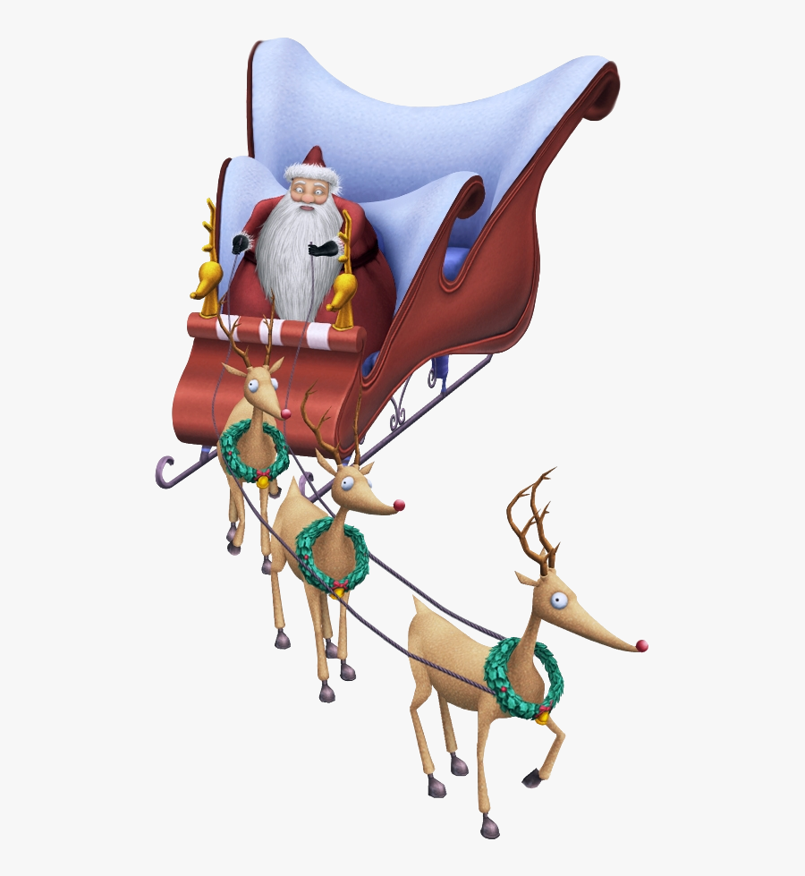 Santa And Reindeer Png - Jack Skellington Santa Sleigh, Transparent Clipart