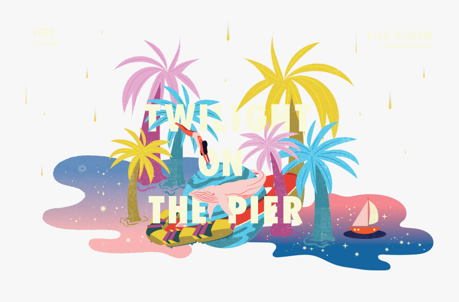 Santa Monica Pier Graphic, Transparent Clipart